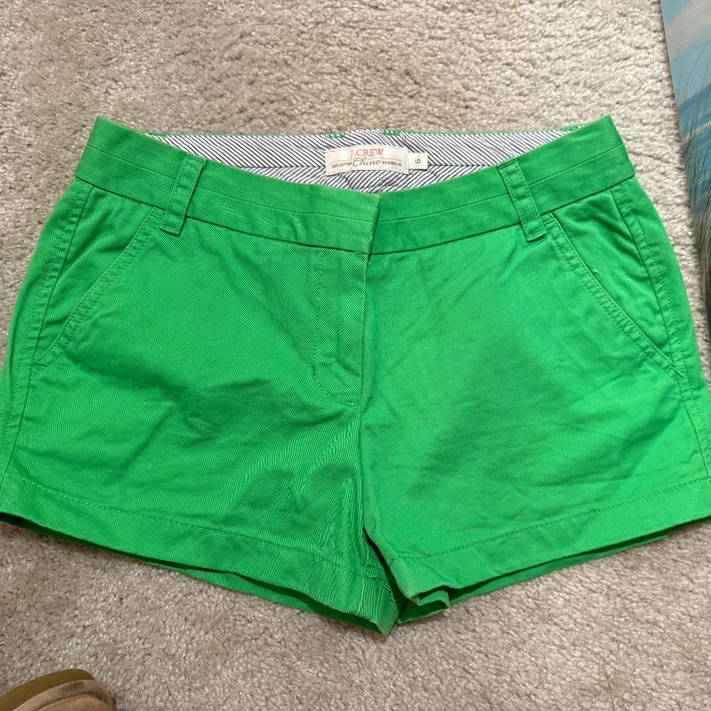 J Crew Green Chino Shorts